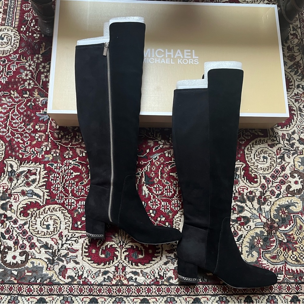 Michael Kors “Sabrina” black suede zip-up over-knee boots. NWT❣️ - Picture 7 of 14